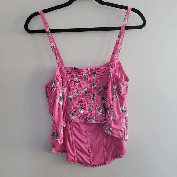 Torrid overlap pink‎ floral gin fizz top corset style tank straps festival - Picture 3 of 11